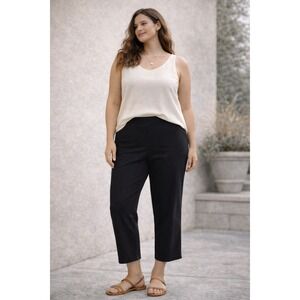 Eileen Fisher Woman Plus 1X Black Stretch Knit Cropped Straight Leg Pants